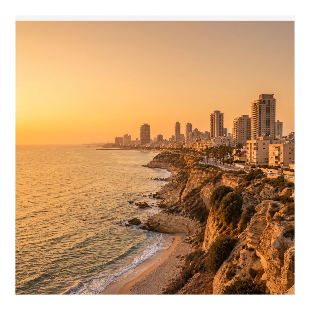 Acantilados costeros de Netanya al atardecer